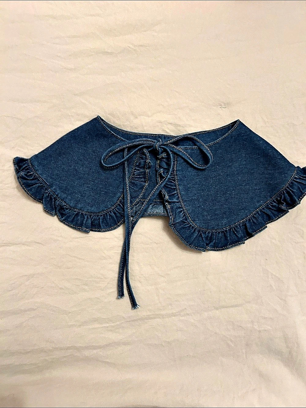 Denim Ruffle collarin Blue Like New